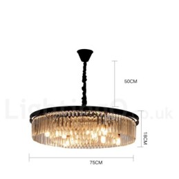 Postmodern Luxury Round K9 Crystal Pendant Chandelier Lights Exhibition Hall