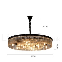 Postmodern Luxury Round K9 Crystal Pendant Chandelier Lights Exhibition Hall