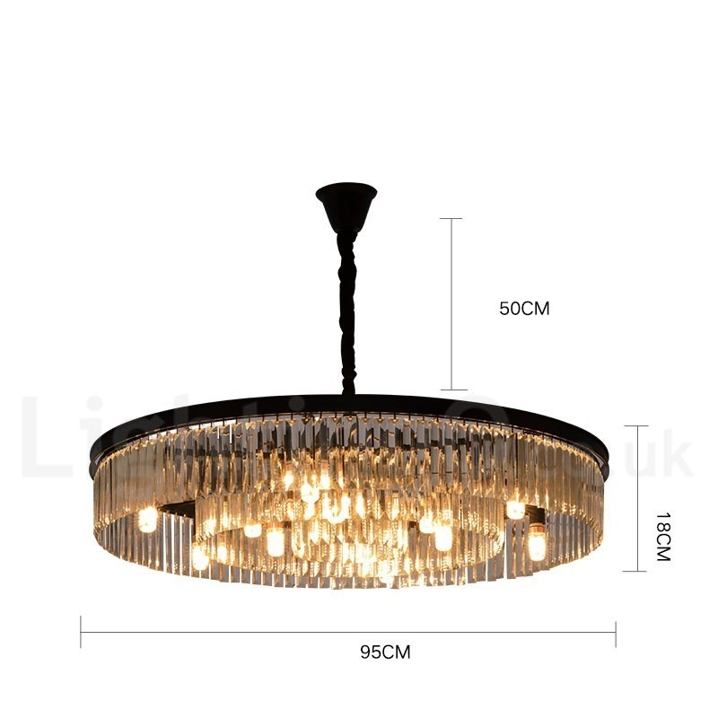 Postmodern Luxury Round K9 Crystal Pendant Chandelier Lights Exhibition Hall