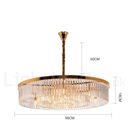 Postmodern Luxury Round K9 Crystal Pendant Chandelier Lights Exhibition Hall