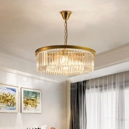 Postmodern Luxury Round K9 Crystal Pendant Chandelier Lights Exhibition Hall