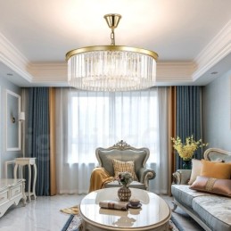 Postmodern Luxury Round K9 Crystal Pendant Chandelier Lights Exhibition Hall