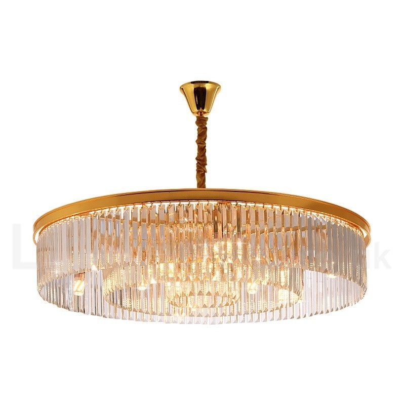 Postmodern Luxury Round K9 Crystal Pendant Chandelier Lights Exhibition Hall