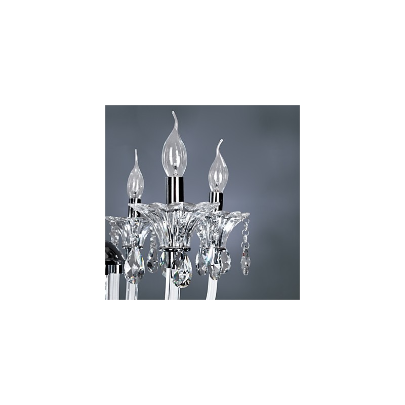 Elegant Crystal Chandelier with 6 Lights in Candle Bulb