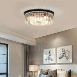 Postmodern Luxury Round K9 Crystal Flush Mount Ceiling Light Exhibition Hall