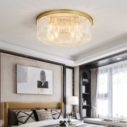 Postmodern Luxury Round K9 Crystal Flush Mount Ceiling Light Exhibition Hall