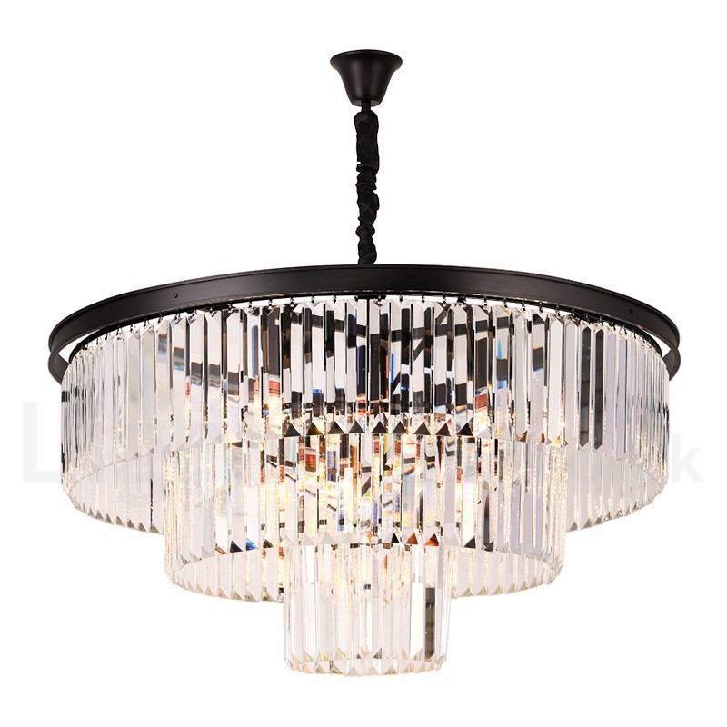 Postmodern Luxury Round K9 Crystal Pendant Chandelier Lights Exhibition Hall