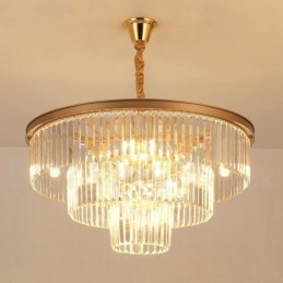 Postmodern Luxury Round K9 Crystal Pendant Chandelier Lights Exhibition Hall
