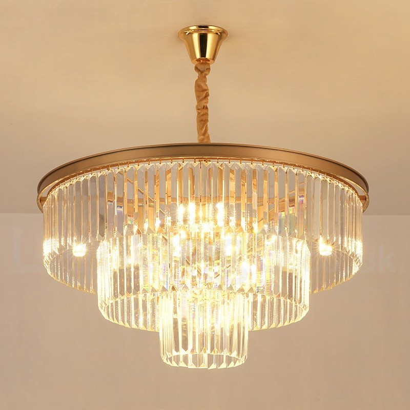 Postmodern Luxury Round K9 Crystal Pendant Chandelier Lights Exhibition Hall