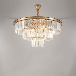 Postmodern Luxury Round K9 Crystal Pendant Chandelier Lights Exhibition Hall