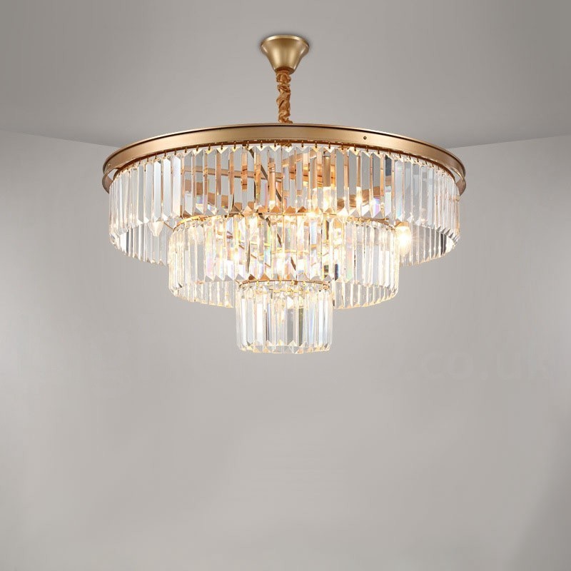 Postmodern Luxury Round K9 Crystal Pendant Chandelier Lights Exhibition Hall