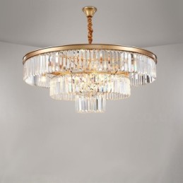 Postmodern Luxury Round K9 Crystal Pendant Chandelier Lights Exhibition Hall