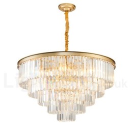 Postmodern Luxury Round K9 Crystal Pendant Chandelier Lights Exhibition Hall