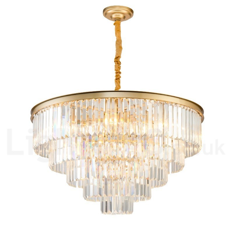 Postmodern Luxury Round K9 Crystal Pendant Chandelier Lights Exhibition Hall