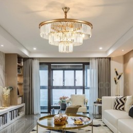 Postmodern Luxury Round K9 Crystal Pendant Chandelier Lights Exhibition Hall