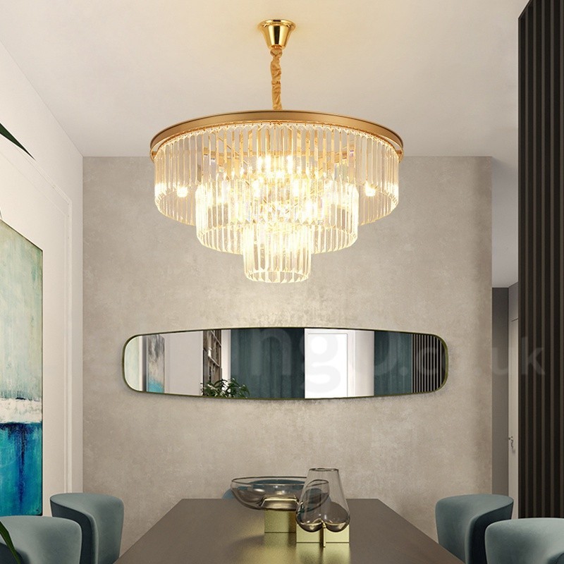 Postmodern Luxury Round K9 Crystal Pendant Chandelier Lights Exhibition Hall