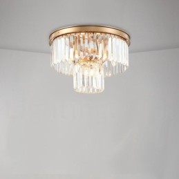 Postmodern Luxury Round K9 Crystal Flush Mount Ceiling Light Exhibition Hall