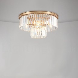 Postmodern Luxury Round K9 Crystal Flush Mount Ceiling Light Exhibition Hall