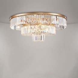 Postmodern Luxury Round K9 Crystal Flush Mount Ceiling Light Exhibition Hall