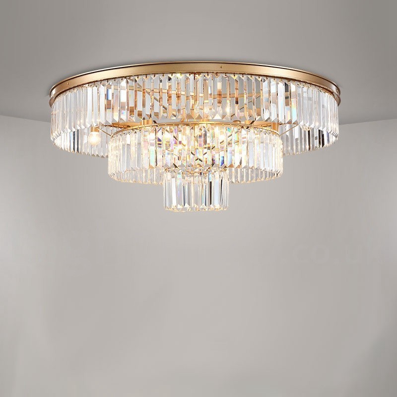 Postmodern Luxury Round K9 Crystal Flush Mount Ceiling Light Exhibition Hall