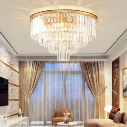 Postmodern Luxury Round K9 Crystal Flush Mount Ceiling Light Exhibition Hall