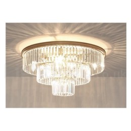 Postmodern Luxury Round K9 Crystal Flush Mount Ceiling Light Exhibition Hall