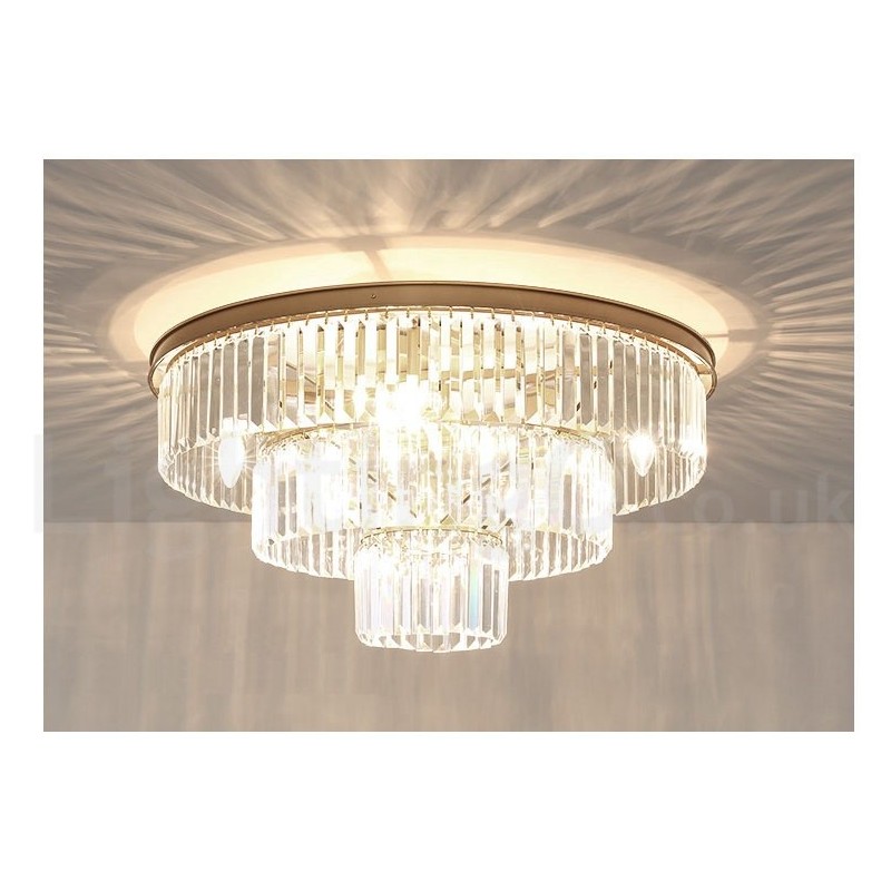 Postmodern Luxury Round K9 Crystal Flush Mount Ceiling Light Exhibition Hall