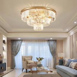 Postmodern Luxury Round K9 Crystal Flush Mount Ceiling Light Exhibition Hall