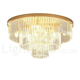 Postmodern Luxury Round K9 Crystal Flush Mount Ceiling Light Exhibition Hall