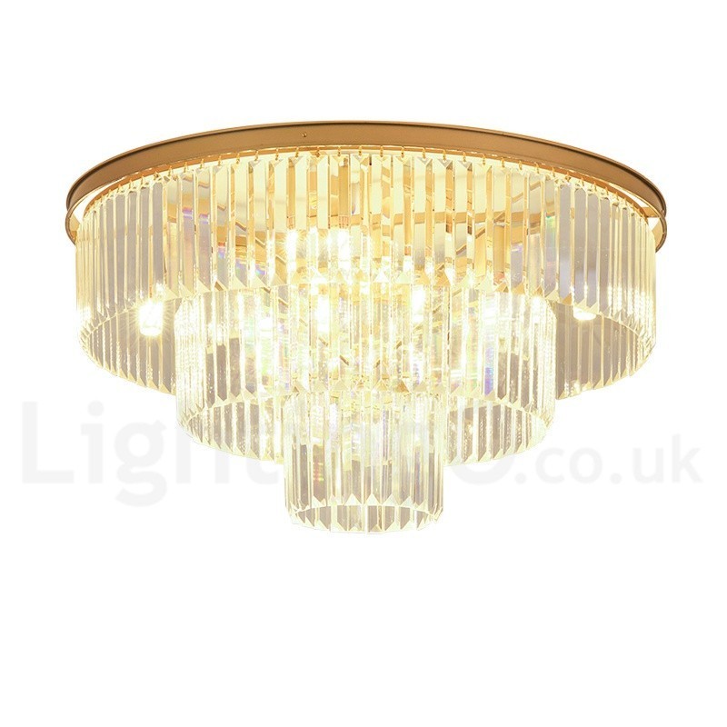 Postmodern Luxury Round K9 Crystal Flush Mount Ceiling Light Exhibition Hall