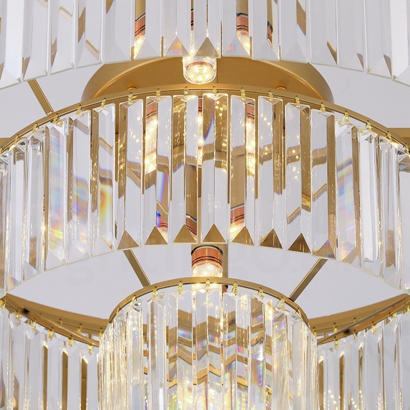 Postmodern Luxury Round K9 Crystal Flush Mount Ceiling Light Exhibition Hall