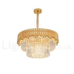 Postmodern Gold Luxury Round K9 Crystal Pendant Chandelier Lights Exhibition Hall