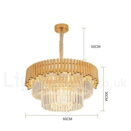 Postmodern Gold Luxury Round K9 Crystal Pendant Chandelier Lights Exhibition Hall