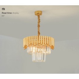 Postmodern Gold Luxury Round K9 Crystal Pendant Chandelier Lights Exhibition Hall