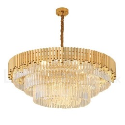 Postmodern Gold Luxury Round K9 Crystal Pendant Chandelier Lights Exhibition Hall
