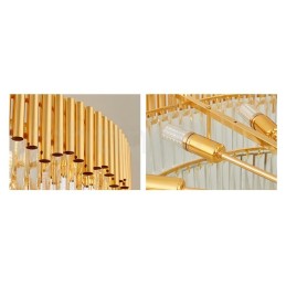 Postmodern Gold Luxury Round K9 Crystal Pendant Chandelier Lights Exhibition Hall