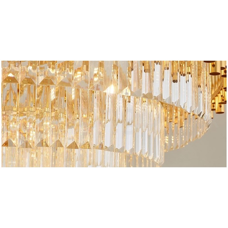 Postmodern Gold Luxury Round K9 Crystal Pendant Chandelier Lights Exhibition Hall