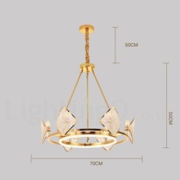 Gold Postmodern Luxury Round K9 Crystal Pendant Chandelier Light with Acrylic Shade Exhibition Hall