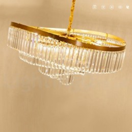 Gold Postmodern Luxury Round K9 Crystal Pendant Chandelier Exhibition Hall