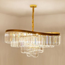 Gold Postmodern Luxury Round K9 Crystal Pendant Chandelier Exhibition Hall