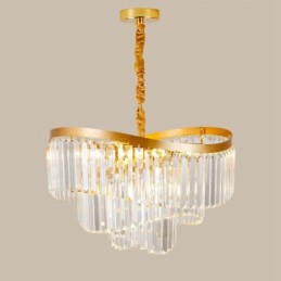 Gold Postmodern Luxury Round K9 Crystal Pendant Chandelier Exhibition Hall