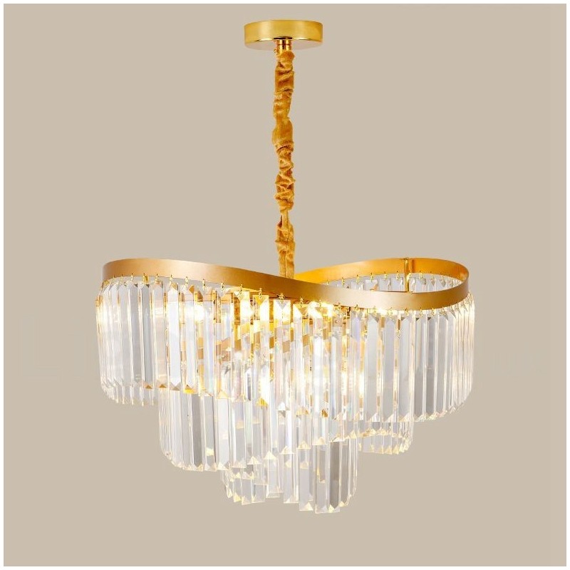 Gold Postmodern Luxury Round K9 Crystal Pendant Chandelier Exhibition Hall