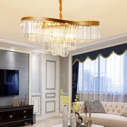 Gold Postmodern Luxury Round K9 Crystal Pendant Chandelier Exhibition Hall