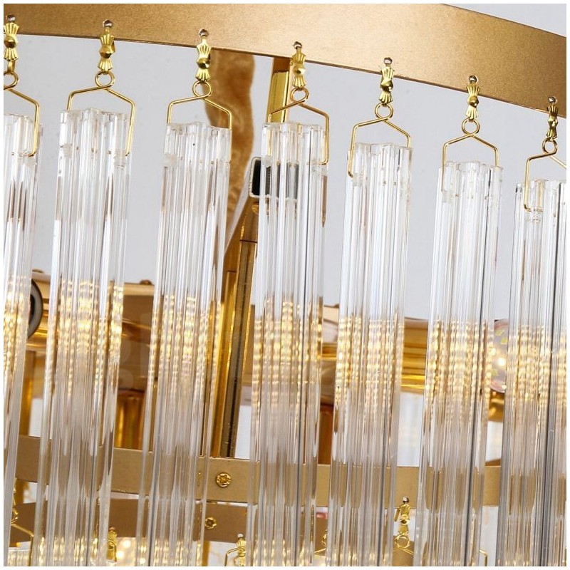 Gold Postmodern Luxury Round K9 Crystal Pendant Chandelier Exhibition Hall