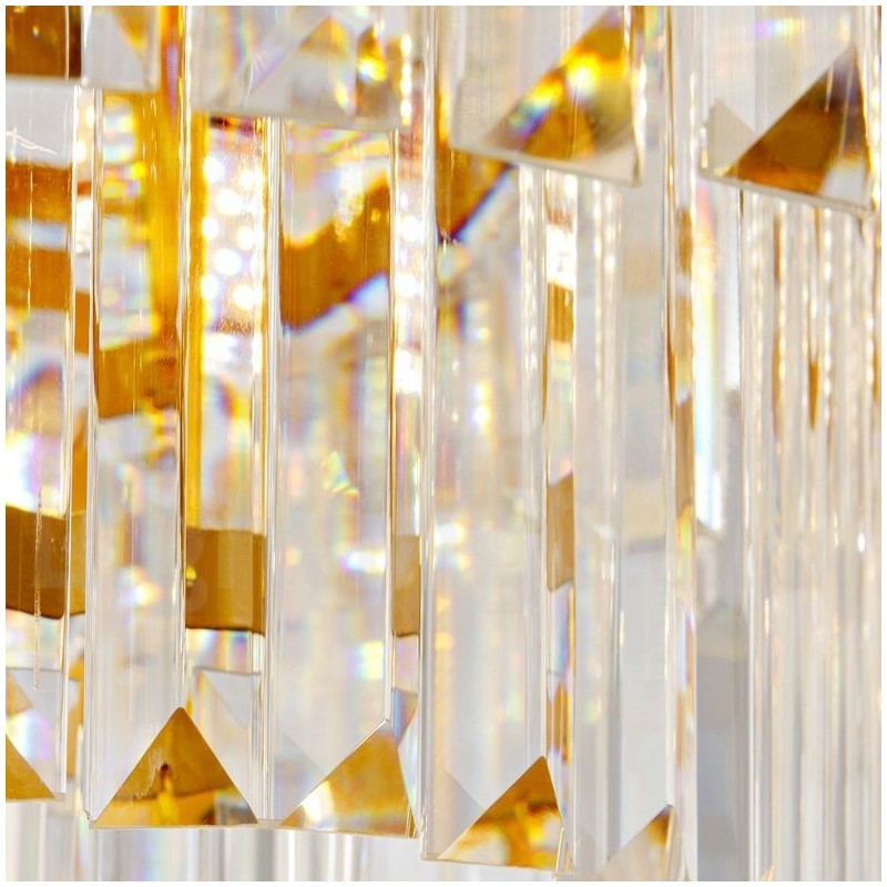 Gold Postmodern Luxury Round K9 Crystal Pendant Chandelier Exhibition Hall