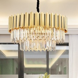 This Year Luxury Postmodern Gold Round K9 Crystal Pendant Chandelier Exhibition Hall