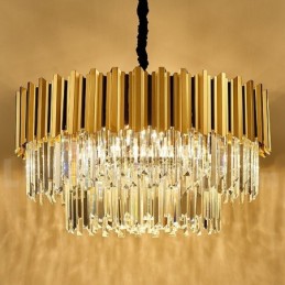 This Year Luxury Postmodern Gold Round K9 Crystal Pendant Chandelier Exhibition Hall