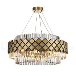 Luxury Modern Gold Plus Black Round K9 Crystal Pendant Chandelier Exhibition Hall