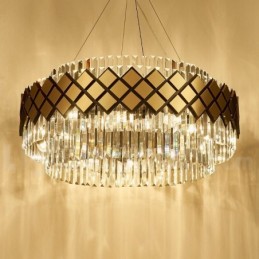 Luxury Modern Gold Plus Black Round K9 Crystal Pendant Chandelier Exhibition Hall