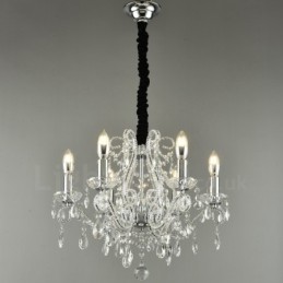 6 Light Gold Silver American Style Crystal Pendant Chandelier Light Store